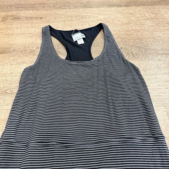 Athleta Bellisima Reversible Dress‎ Sz Small Jersey Knit Striped Black Racerback - Picture 2 of 10